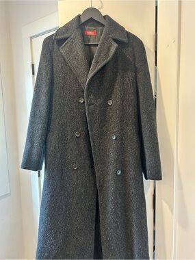 Women's Charcoal Double-Breasted Cashmere & Wool Blend Coat